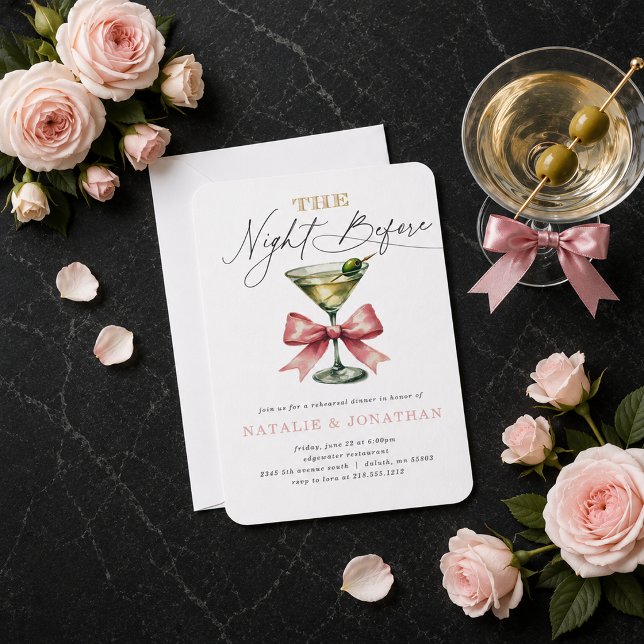 Convites A Noite Antes do Jantar de Ensaios Martini (The Night Before Martini Rehearsal Dinner Invitation)