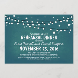 Convites A noite estrelado rústica ilumina o jantar de