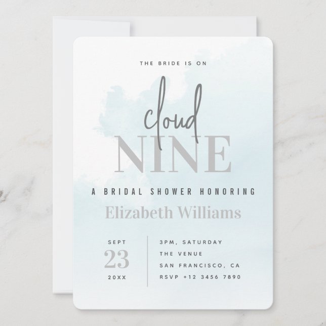 Convites A Noiva está no Chá de panela Moderno Cloud Nine (Frente)