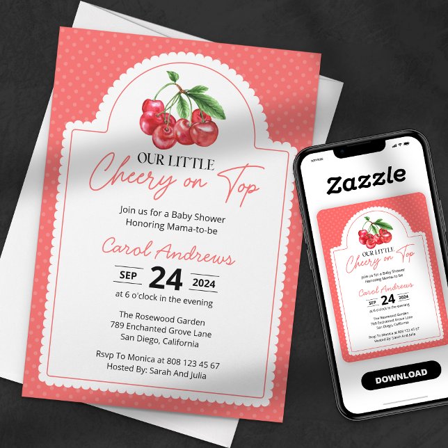 Convites A nossa pequena cerejeira no topo do Chá de fralda (Criador carregado)