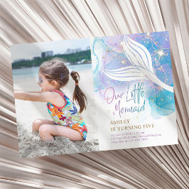 Convites A nossa Pequena Sereia, Aniversário de Aquarela