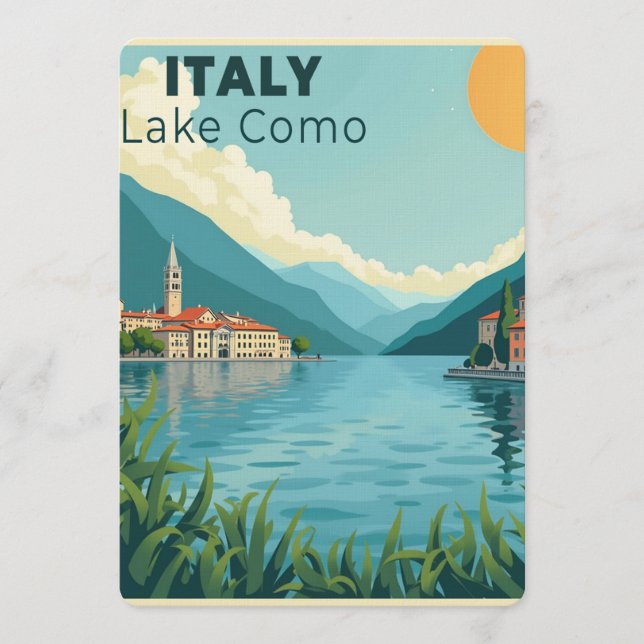 Convites A Nostalgic Classic Travel Poster – Italy Lake Com (Frente)