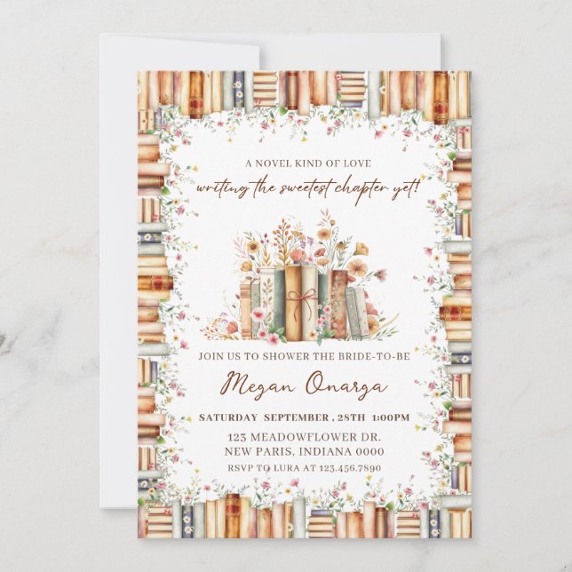 Convites A Novel Kind of Love Book Theme Bridal Shower   (Frente)