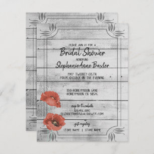 Convites A papoila de madeira branca rústica floresce o