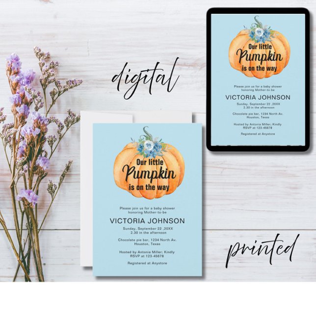 Convites A Pequena Abóbora está a caminho do Chá de fraldas (Criador carregado)