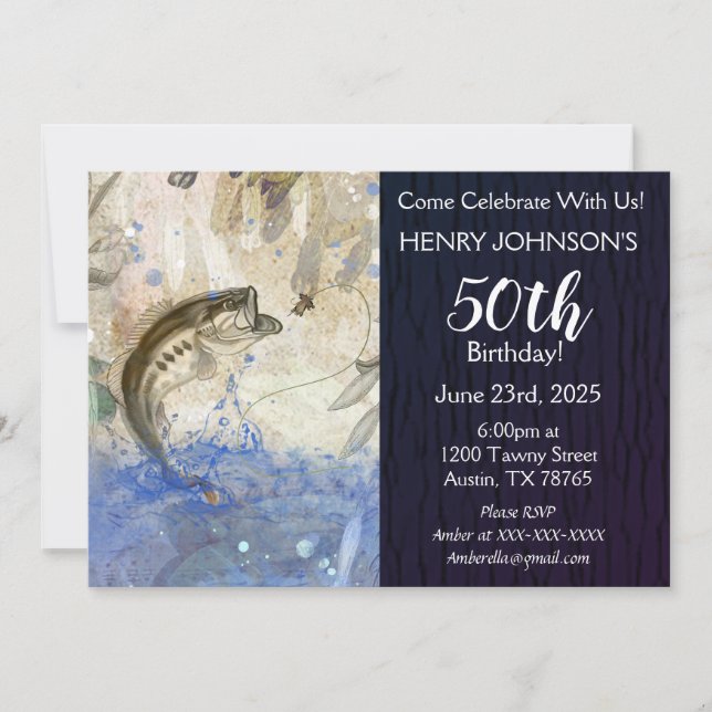 Convites A Pesca De Bass Foi Considerada 50º Aniversário (Frente)