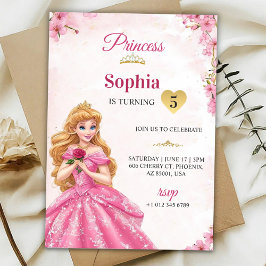 Convites A pink princess-themed birthday invitation 