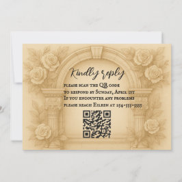 Convites A Placa RSVP de Casamento de Código QR de Vow Escu