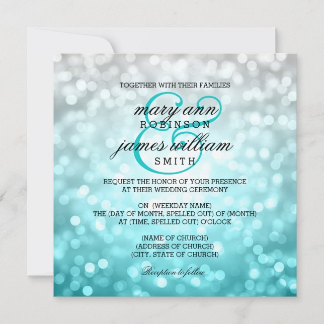 Convites A praia Ombre Bokeh ilumina o casamento do verão (Frente)