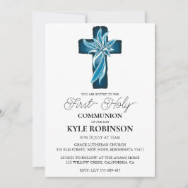 convites à primeira comunhão azuis