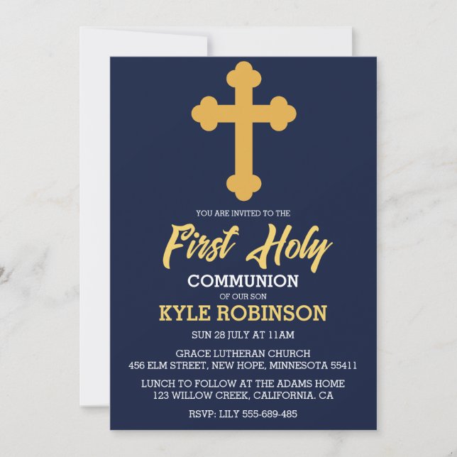 convites à primeira comunhão azuis (Frente)