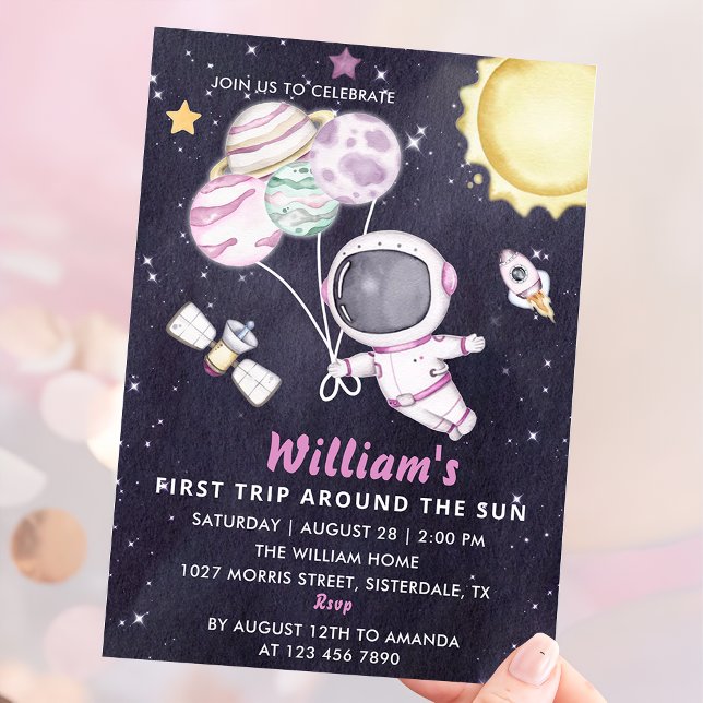 Convites A Primeira Viagem Do primeiro aniversario Espacial (Criador carregado)