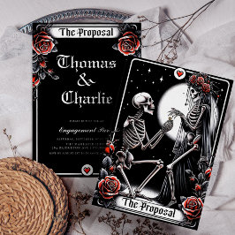 Convites A Proposta de Festa de noivado Floral Gótica Tarot