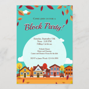Convites A queda abriga a festa do quarteirão da vizinhan