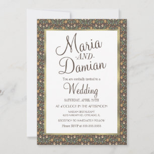 Convites A Queda Ditsy Deixa O Casamento De Padrão Verde