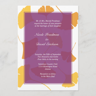 Convites A queda do ginkgo deixa o ouro roxo de casamento n