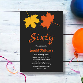 Convites A queda elegante deixa preto e branco 60º aniversá