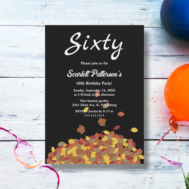 Convites A queda russa de preto e branco deixa o 60º aniver (Criador carregado)