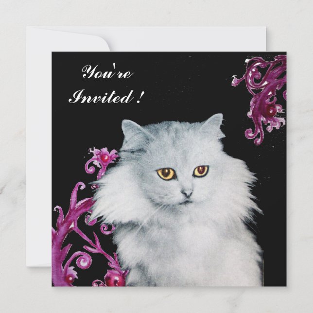 Convites A RAINHA DOS GATOS BRANCOS, Ruby Vermelho, Preto (Frente)