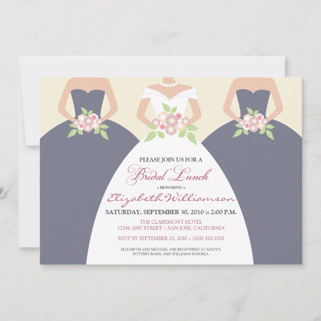 Convites A refeição matinal nupcial da noiva & das damas de (Frente)