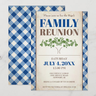 Convites A reunião de família convida, árvore, piqueniqu