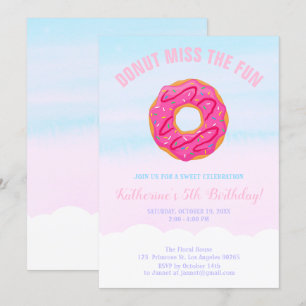 Convites A Rosquinha De Bebê Rosa Menina Perde O Aniversá