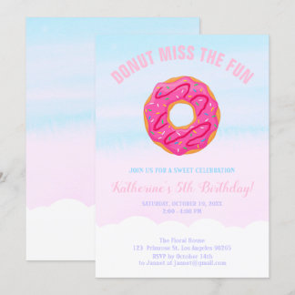 Convites A Rosquinha De Bebê Rosa Menina Perde O Aniversári