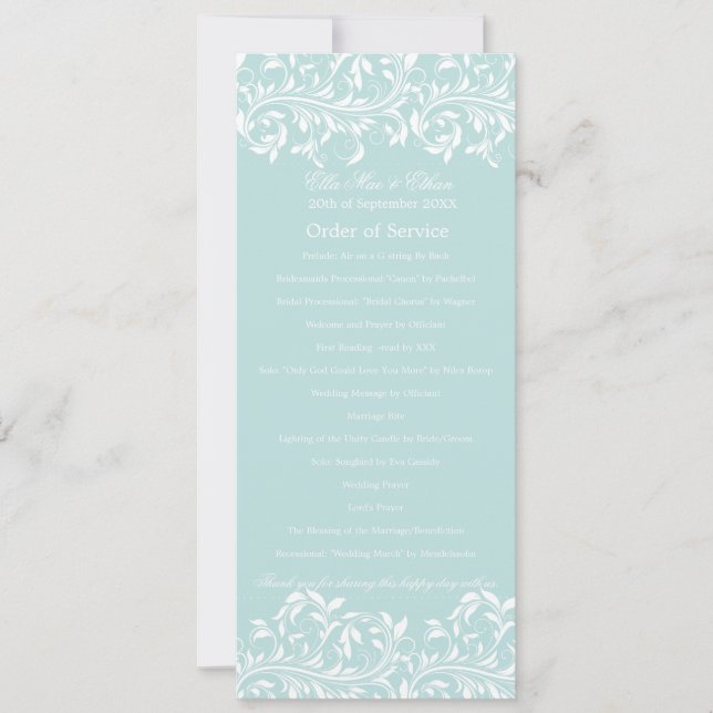 Convites A Sarah Jane azul clara e branca Ordem de Serviço (Frente)