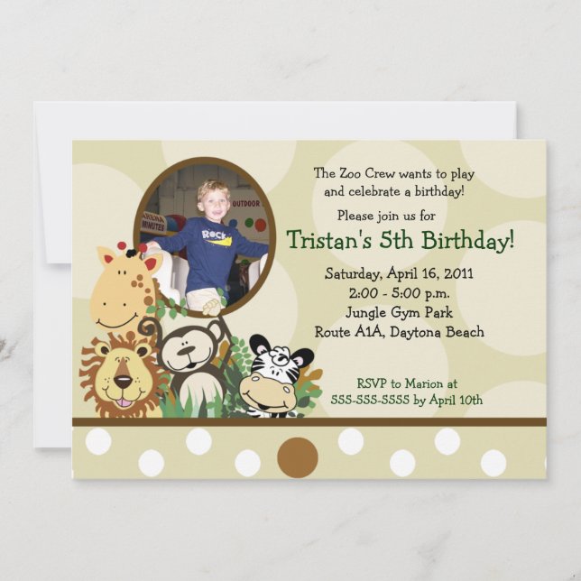 Convites A Selva da Tripulação de Zoo *FOTO* Aniversário -  (Frente)