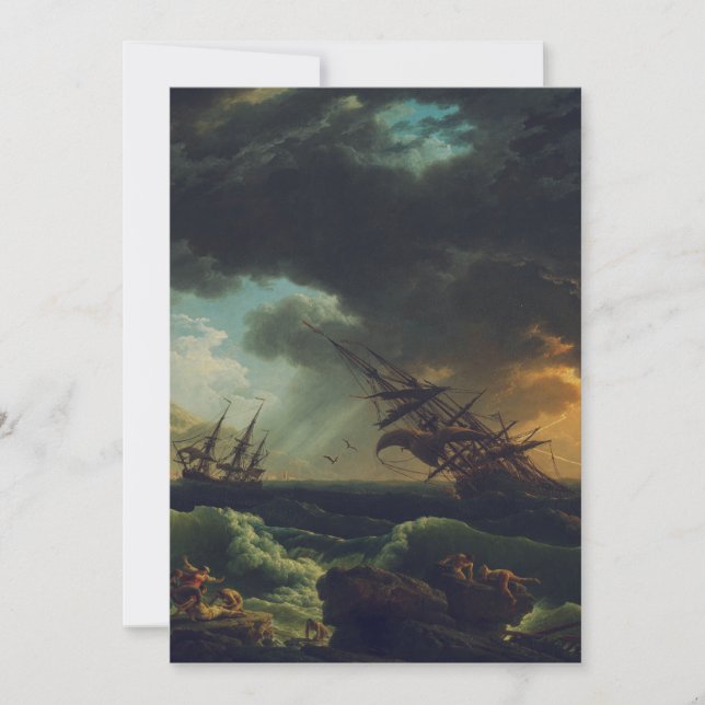 Convites A Shipwreck in Stormy Seas by Claude-Joseph Vernet (Frente)