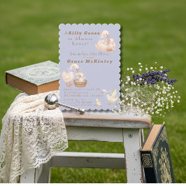 Convites A Silly Goose is Almost Loose Blue Baby Shower