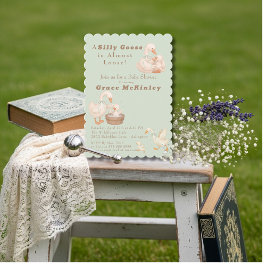 Convites A Silly Goose is Almost Loose green Baby Shower