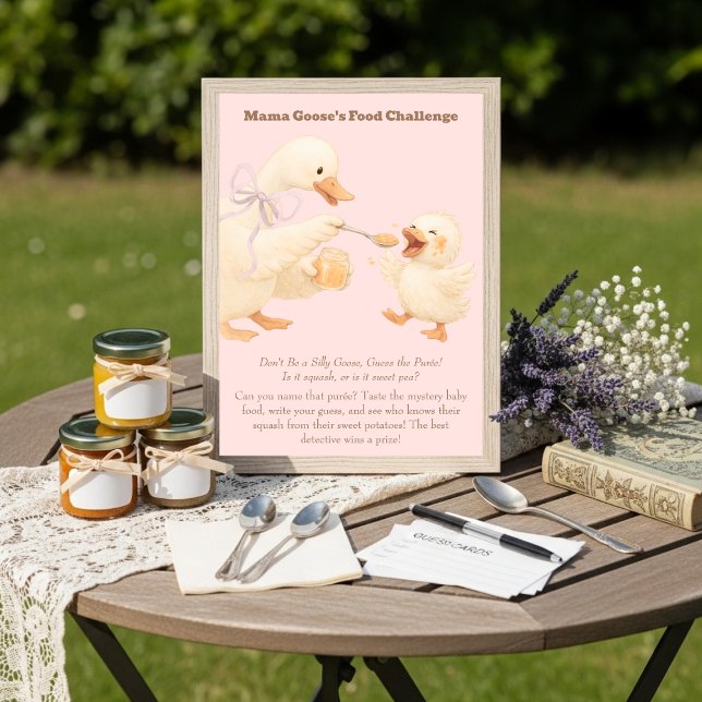 Convites A silly Goose Pink Baby Food Challenge Game Sign (A silly Goose Pink Baby Food Challenge Game Sign)