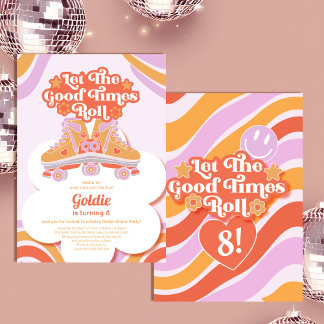 Convites A Skate do Roller Birthday Garota deixa rolar