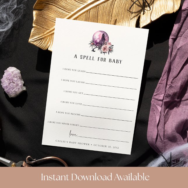 Convites A Spell for Baby Halloween Baby Shower Wishes Card (Criador carregado)