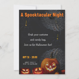 Convites A Spooktacular Night | Pumpkins & Spider Halloween