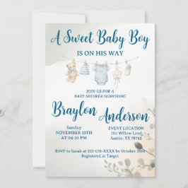Convites A Sweet Baby Boy is on his way Baby Shower