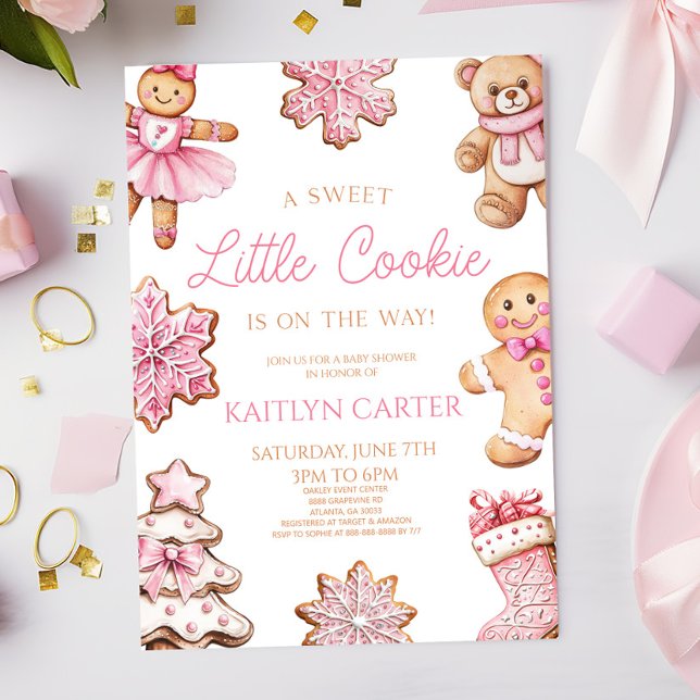 Convites A Sweet Little Cookie Pink Gingerbread Baby Shower (Criador carregado)