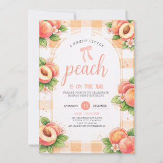 Convites A Sweet Little Peach Birthday Invitation