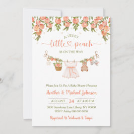 Convites A Sweet Little Peach Clothesline Girl Baby Shower