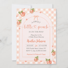 Convites A Sweet Little Peach Gingham Baby Shower