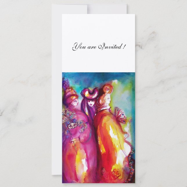 Convites A TERCEIRA MÁSCARA roxa vermelho branco champanhe  (Frente)