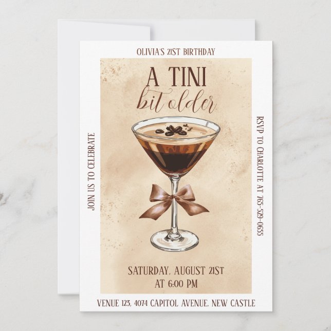 Convites A Tini Bit Older Espresso Martini Birthday Party (Frente)