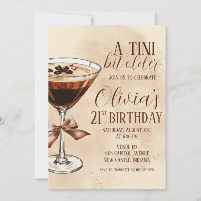 Convites A Tini Bit Older Espresso Martini Birthday Party (Frente)