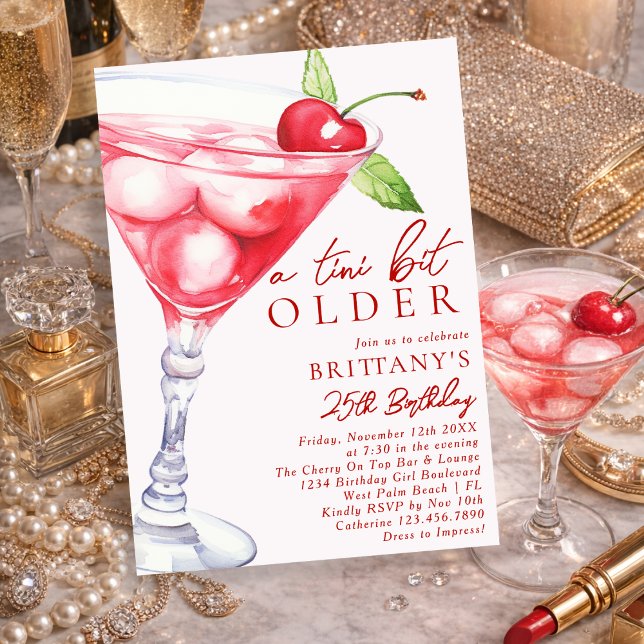 Convites A Tini Bit Older Martini Cocktail Birthday For Her (Criador carregado)