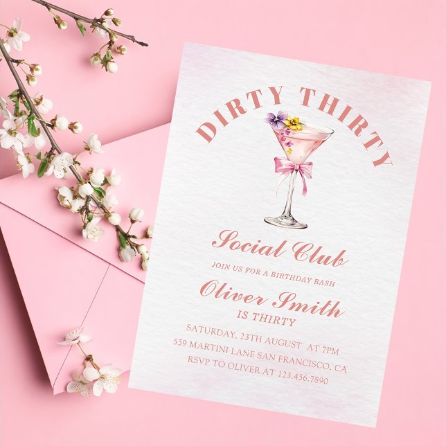 Convites A Tini Bit Older Martini Dirty Thirty Birthday (Criador carregado)