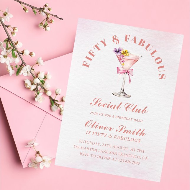 Convites A Tini Bit Older Martini Fifty & Fabulous Birthday (Criador carregado)
