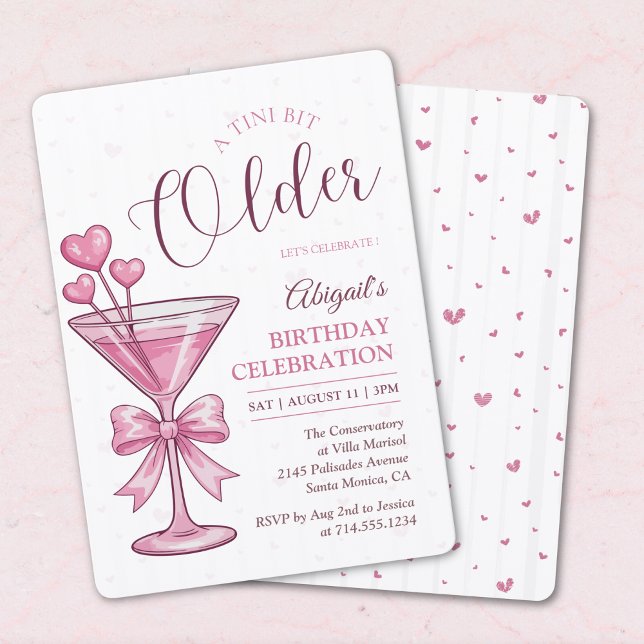 Convites A Tini Bit Older Pink Martini Cocktail Birthday  (Criador carregado)
