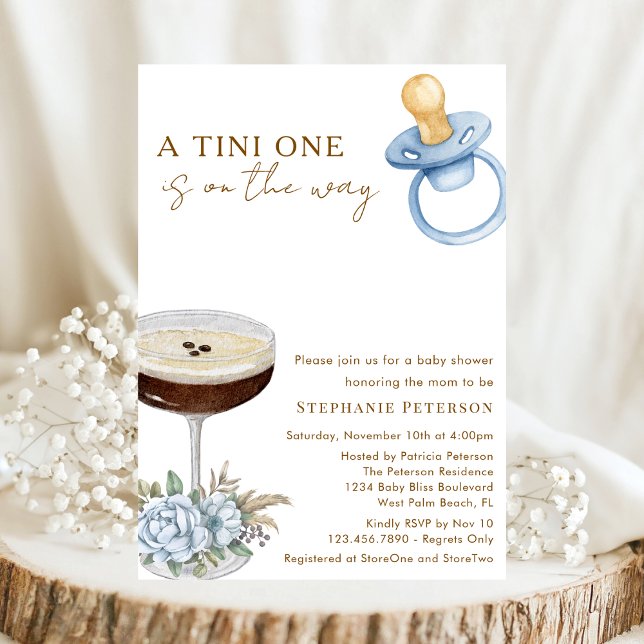 Convites A Tini One Blue Paci Espresso Martini Baby Shower (Criador carregado)