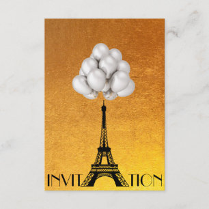 Convites A torre Eiffel de Paris Balloons o ouro branco